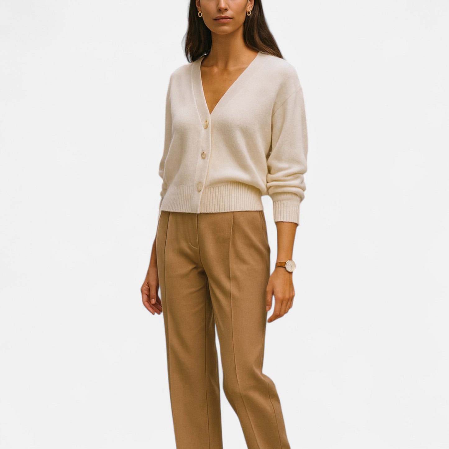 Cárdigan Mujer Lana Premium con Botones en Diagonal